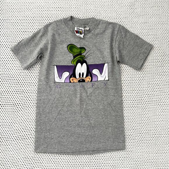Disney Kids Grey Vintage 90s Deadstock Grey Peek Goofy Short Sleeve Tee Small - Picture 1 of 9